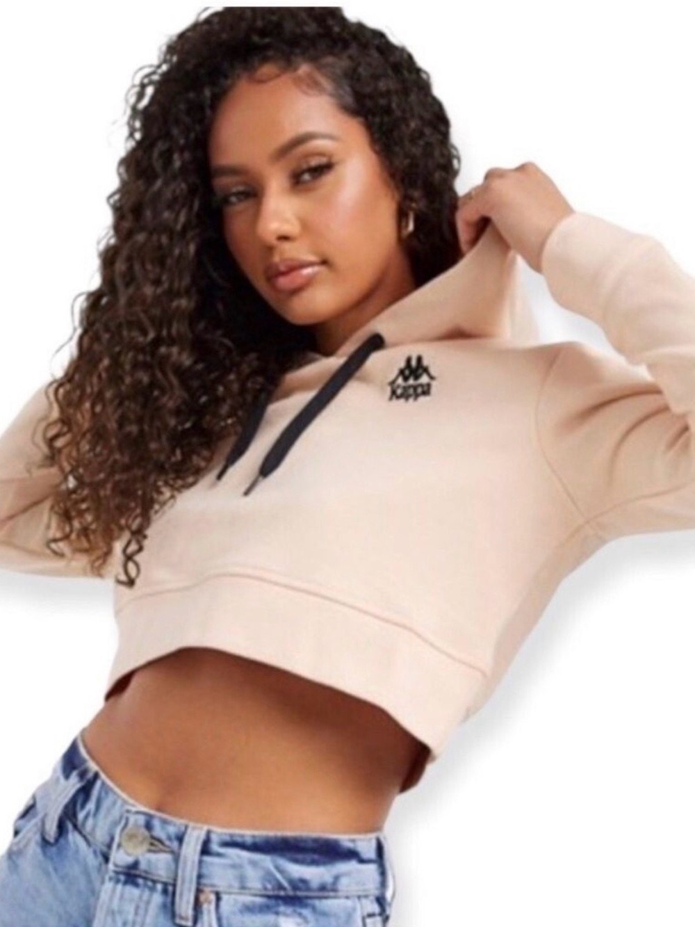 Kappa Zaly soft peach crop women’s long sleeve hoodie Medium peach fuzz